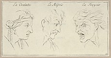 Le Crainte, Le Mépris, La Frayeur, from "Caractères des passions, gravés sur les desseins de l'illustre Monsieur le Brun", Sébastien Le Clerc, le Jeune French, Etching