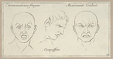Étonnement avec frayeur, Compassion, Mouvement Violent, from "Caractères des passions, gravés sur les desseins de l'illustre Monsieur le Brun", Sébastien Le Clerc, le Jeune French, Etching