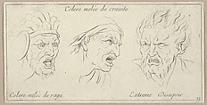 Le Colère mêlée de crainte, from "Caractères des passions, gravés sur les desseins de l'illustre Monsieur le Brun", Sébastien Le Clerc, le Jeune French, Etching