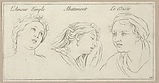 l'Amour simple, Abattement, Le Desir, from "Caractères des passions, gravés sur les desseins de l'illustre Monsieur le Brun", Sébastien Le Clerc, le Jeune French, Etching
