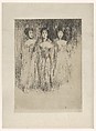 Three Fair Ladies (Geisha Girls with Fans), Mortimer Menpes  Australian, Drypoint with platetone on chine collé