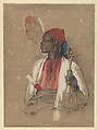 Study for "The Pipe Bearer", John Frederick Lewis  British, Watercolor, gouache (bodycolor) and black chalk on gray paper