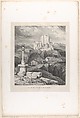 The Bouzols Castle Ruins Near Puy en Delay, Eugène Isabey  French, Lithograph in black on light gray chine collé laid down on ivory wove paper; second state of two