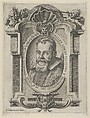Portrait of Galileo Galilei set within an elaborate cartouche, Francesco Villamena  Italian, Engraving
