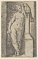 Woman with a winged head standing in a niche, Marcantonio Raimondi Italian, Engraving
