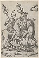 Titus and Vespanian both on horseback, Marcantonio Raimondi Italian, Engraving