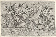 Venus in a Chariot drawn by Two Swans, Master IQV  French, Etching