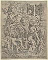 People Fleeing a Burning City, Anonymous, French, School of Fontainebleau, 16th century French, Etching