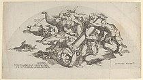 Group from the Last Judgment, Angels Carrying the Column of the Flagellation and the Sponge and Ladder of the Crucifixion, Domenico del Barbiere  Italian, Engraving