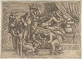 The Birth of the Virgin, Anonymous, French, School of Fontainebleau, 16th century French, Etching