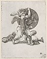 Cupid with Weapons of Mars, Adamo (Ghisi) Scultori  Italian, Engraving; first state