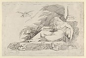 Sleeping Woman with a Cupid (Hush), Henry Fuseli Swiss, Etching and drypoint; published state