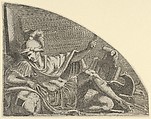 Mars seated on his Trophies, Léon Davent  French, Etching