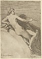 Euterpe, from "Twelve Muses and Goddesses", Léon Davent  French, Etching