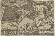 Jupiter and Antiope, Léon Davent  French, Etching