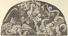 Jupiter's Eagle Bringing Water of the Styx to Psyche, Léon Davent  French, Engraving