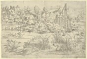 Riverbank with Serpent, Léon Davent  French, Etching