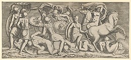 Battle of Amazons, Léon Davent  French, Etching