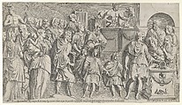 A  sacrifice, copied from Trajan's column, Léon Davent  French, Etching