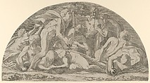 Jupiter Pressing the Stormclouds, Léon Davent  French, Engraving
