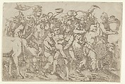 Silenus Carried by Two Attendants of Bacchus, Antonio Fantuzzi  Italian, Etching