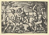 Peasants' Brawl from "The Peasants' Feast" or "The Twelve Months", Sebald Beham German, Engraving; first state of two (Pauli)