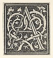 Initial letter A on patterned background, Anonymous, Italian, 16th century  Italian, Woodcut, criblé ground