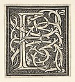 Initial letter E on patterned background, Anonymous, Italian, 16th century Italian, Woodcut, criblé ground
