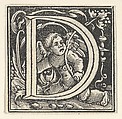 Initial letter D with putto, Heinrich Vogtherr the Elder German, Woodcut