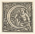 Initial letter C with putto, Heinrich Vogtherr the Elder German, Woodcut