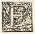 Initial letter F with putto, Heinrich Vogtherr the Elder German, Woodcut