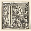 Initial letter P with children, Heinrich Vogtherr the Elder German, Woodcut