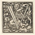 Initial letter V with putti, Heinrich Vogtherr the Elder German, Woodcut
