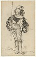 A Swiss Foot Soldier, attributed to Niklaus Manuel Deutsch (Swiss, Bern 1484–1530 Bern), Pen and black ink