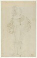 A Swiss Foot Soldier, attributed to Niklaus Manuel Deutsch (Swiss, Bern 1484–1530 Bern), Pen and black ink