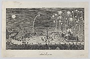 Fireworks display celebrating the end of the Thirty Years War, Nuremberg, 1650, Anonymous, Etching