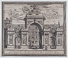 Triumphal arch erected in celebration of the entry of King William III, Jan van den Aveelen  Dutch, Engraving