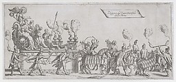 Design of the triumphal chariot of the Virtues, Anonymous, Italian, 17th century  Italian, Engraving