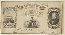 Reward of Merit card with portrait of Andrew Jackson, Anonymous, American, 19th century, Engraving