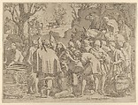 Men Gathered Around a Camel, Léon Davent  French, Etching
