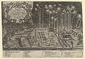 Fireworks display by Engelhart Holtzschuer, Jobst Wilhelm Ebner and Johann Tobias Ebner as proof of mastership, Nuremberg, 1661, Lukas Schnitzer  German, Etching
