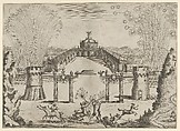 Pantomime with fireworks performed for the marriage of Emperor Leopold I to the Infanta Margarita of Spain in Vienna, 1666, Melchior Küsel  German, Engraving