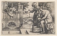 David and Bathsheba, Georg Pencz  German, Engraving; first state of two (Landau)
