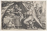 Judith and Holofernes Dining, Georg Pencz  German, Engraving