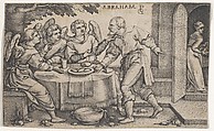 The Three Angels Visiting Abraham, from "The Story of Abraham", Georg Pencz  German, Engraving