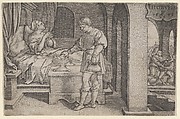 Tobiolus Makes a Propitiatory Sacrifice, from "The Story of Tobias", Georg Pencz  German, Engraving; second state of two (Landau)