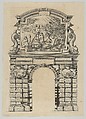 Triumphal arch, from 'Éloges et discours sur la triomphante réception du Roy en sa ville de Paris ...' by Jean-Baptiste de Machault, Melchior Tavernier  French, Etching