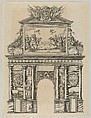 Triumphal arch, from 'Éloges et discours sur la triomphante réception du Roy en sa ville de Paris ...' by Jean-Baptiste de Machault, Melchior Tavernier  French, Etching
