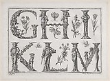 Decorated Roman alphabet, Jeremias Wachsmuth German, Engraving