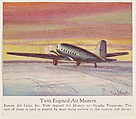 Twin Engined Air Masters, collector card from the Airplanes of America series (D2), issued by the Kelley Baking Company to promote Kelley's Bread, Kelley Baking Company American, Commercial color lithograph
